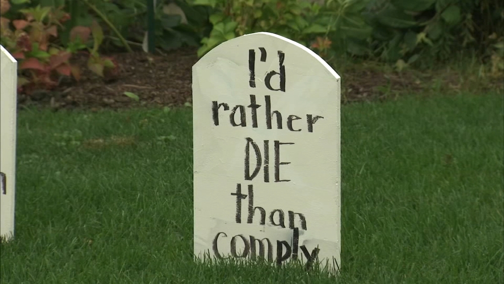 Pro-vaccine Halloween display creators file police report, add security cameras after vandalism