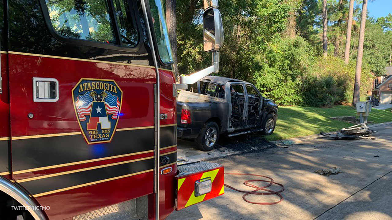 Pickup charred when driver refilled lighter while smoking, investigators say