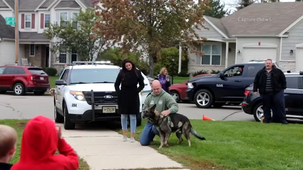 'Hero' Kenosha K9 shot in face by Chicago murder suspect welcomed home