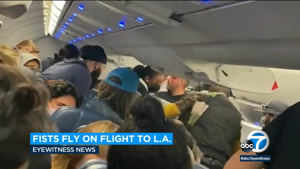 Fight erupts between passengers on flight bound for LA - Video