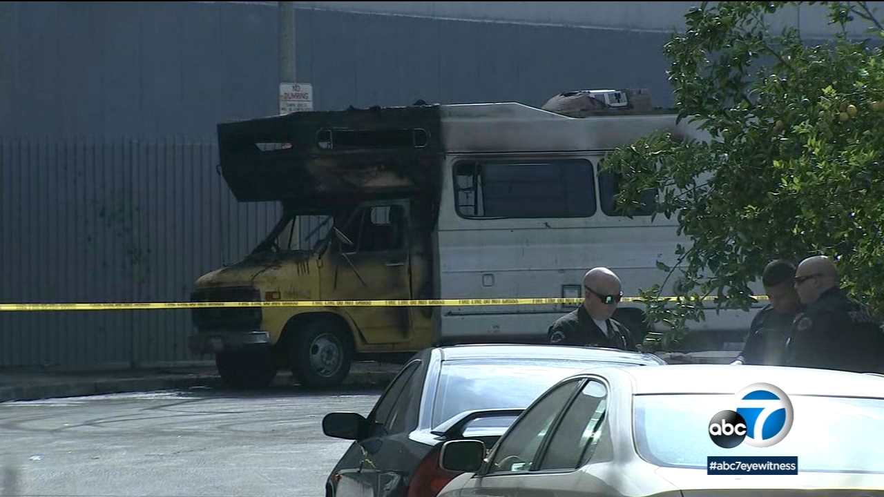 Firefighters extinguish van fire in South LA, find man's body inside