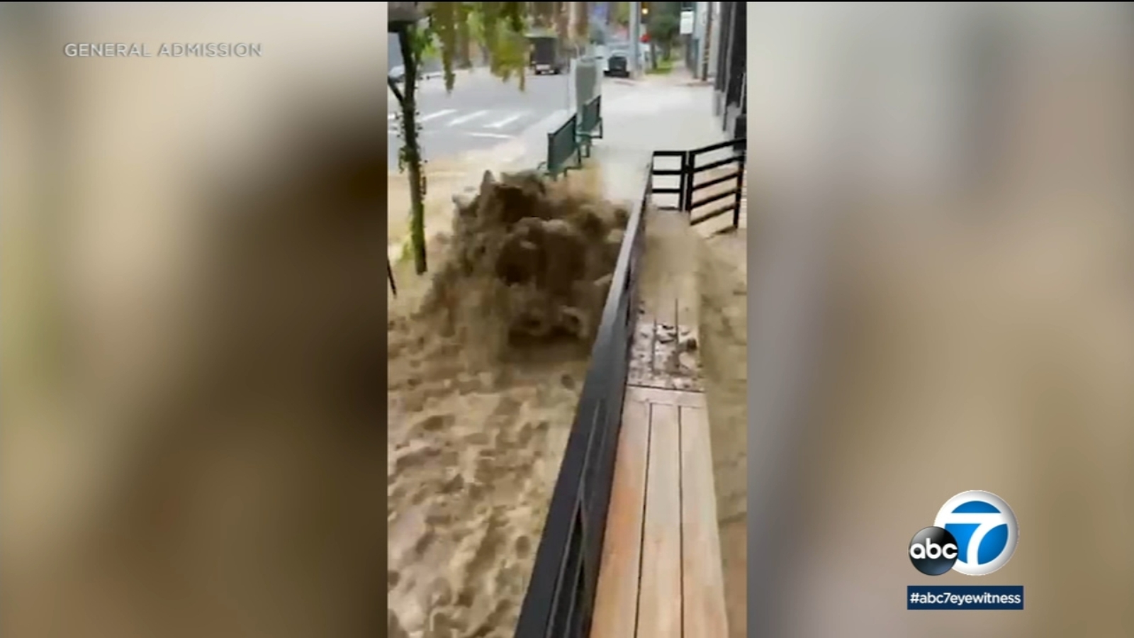 Water main break causes street flooding in the Hollywood Hills - ABC7 ...