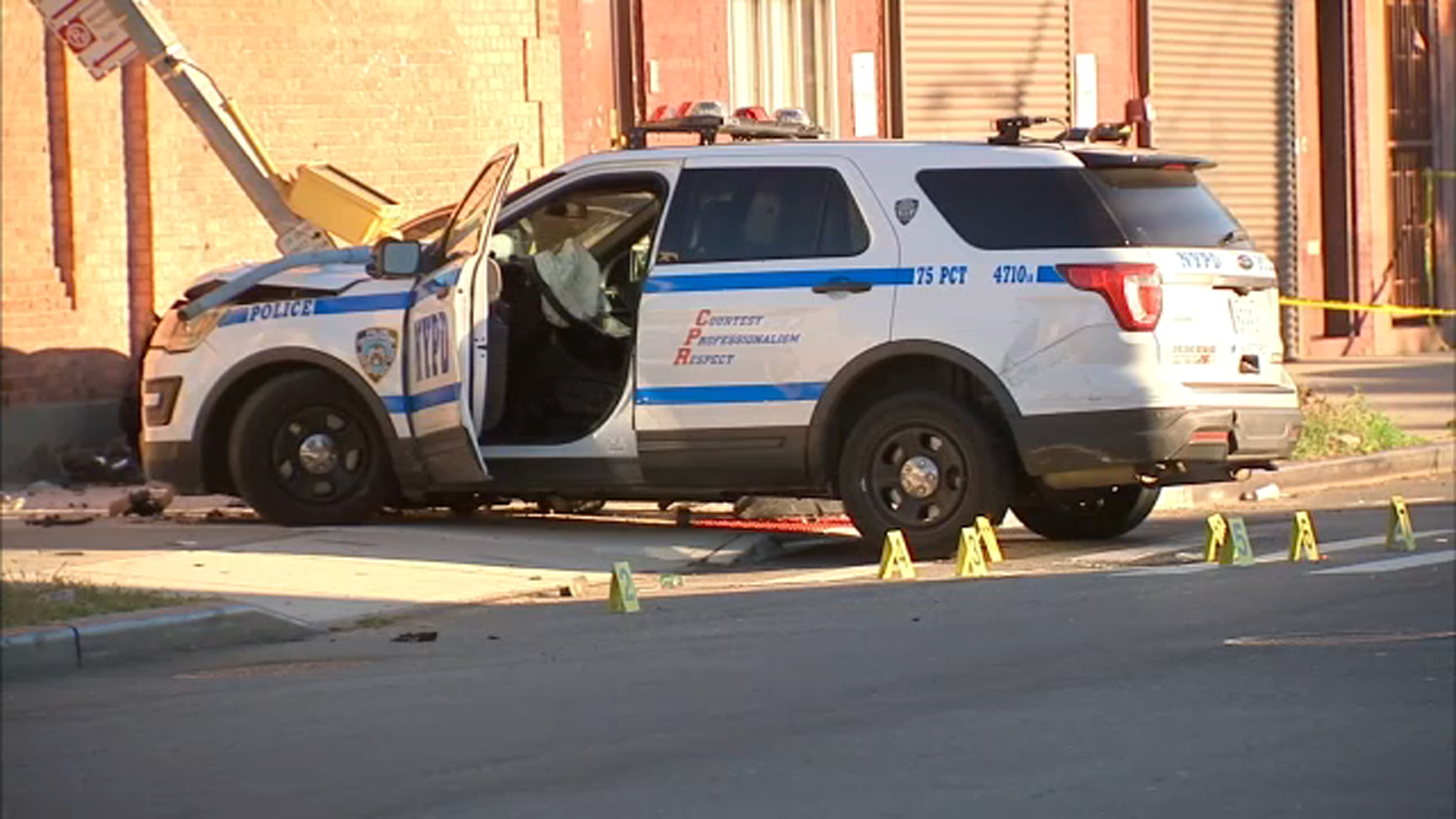 NYPD cruiser crashes after shots fired at officers
