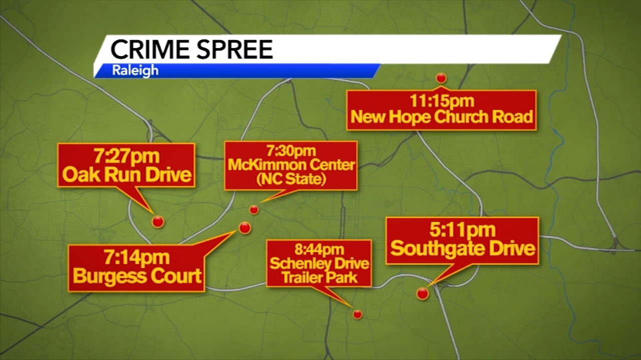 Raleigh police investigate whether 7 robberies on Monday were related