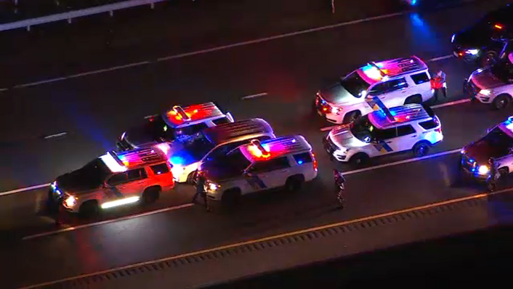 Dozen police cars chase vehicle on New Jersey Turnpike