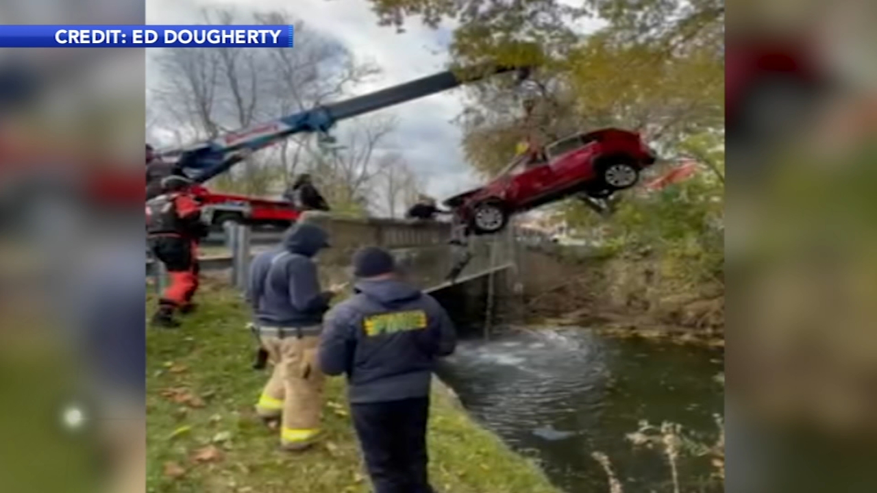 Officer jumps into action after driver plunges into creek