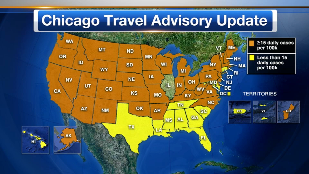 3 states removed from Chicago travel advisory