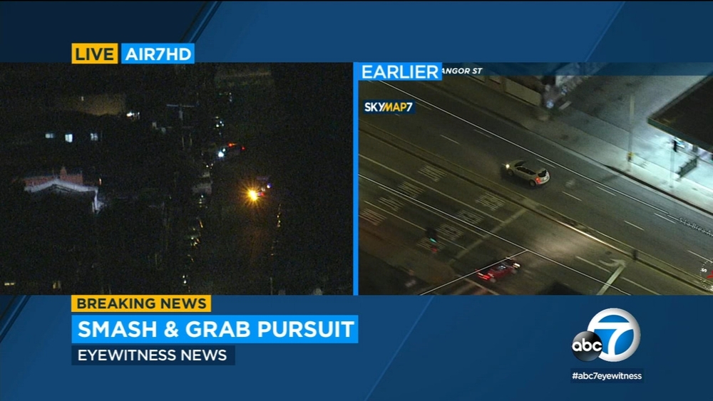 LAPD chase suspects after attempted robbery at The Grove