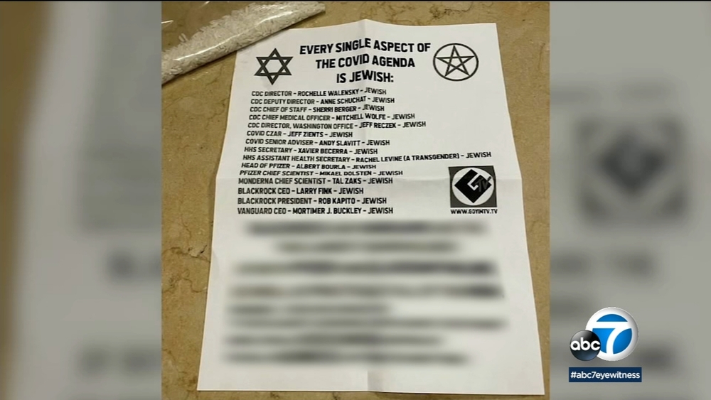 Flyers linking Jews to pandemic found at several Beverly Hills homes