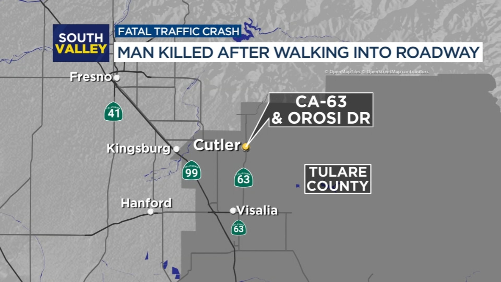 Man killed after walking onto Tulare County highway - ABC30 Fresno