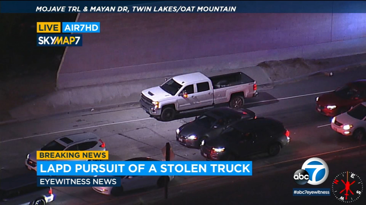 LAPD chases stolen truck through San Fernando Valley