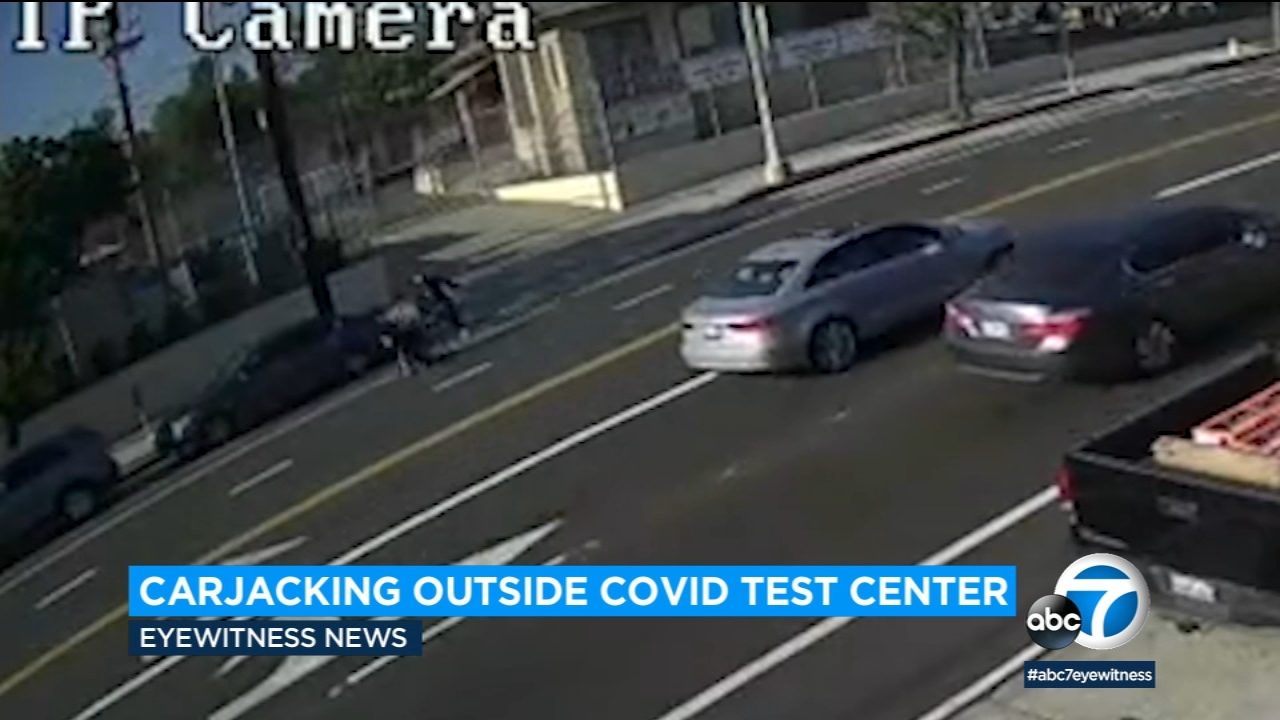 Woman carjacked outside COVID testing center in DTLA