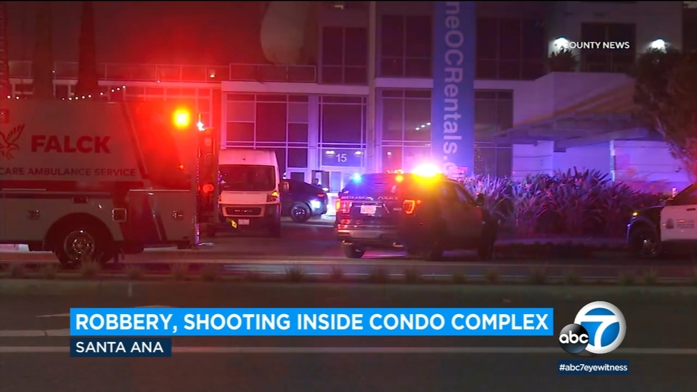 1 shot during robbery at high-rise apartment building in Santa Ana