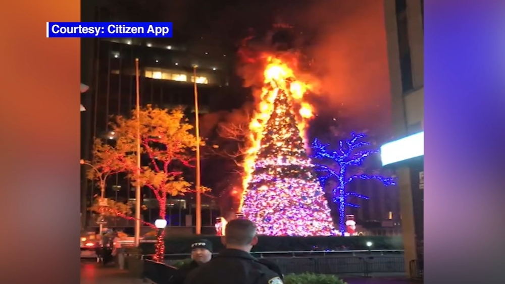 Christmas tree outside Fox News to be rebuilt, relit after fire
