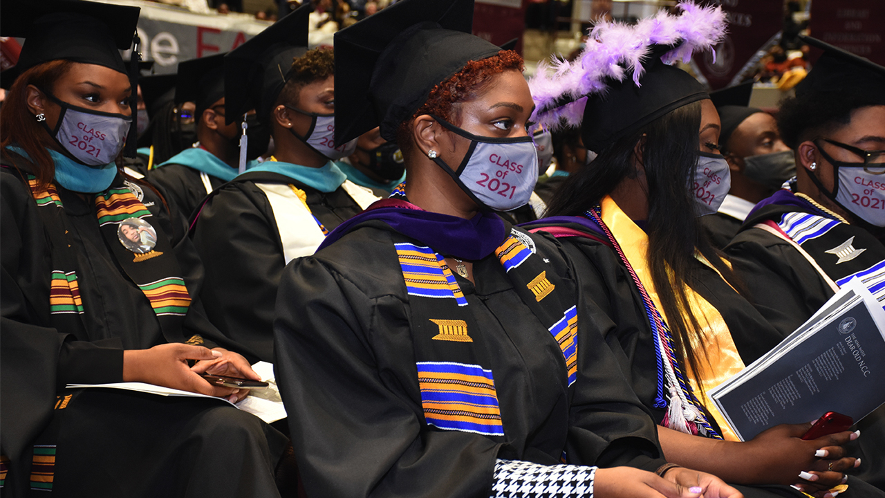 2021 graduates walk the stage Saturday at NC Central and Wake Tech ...