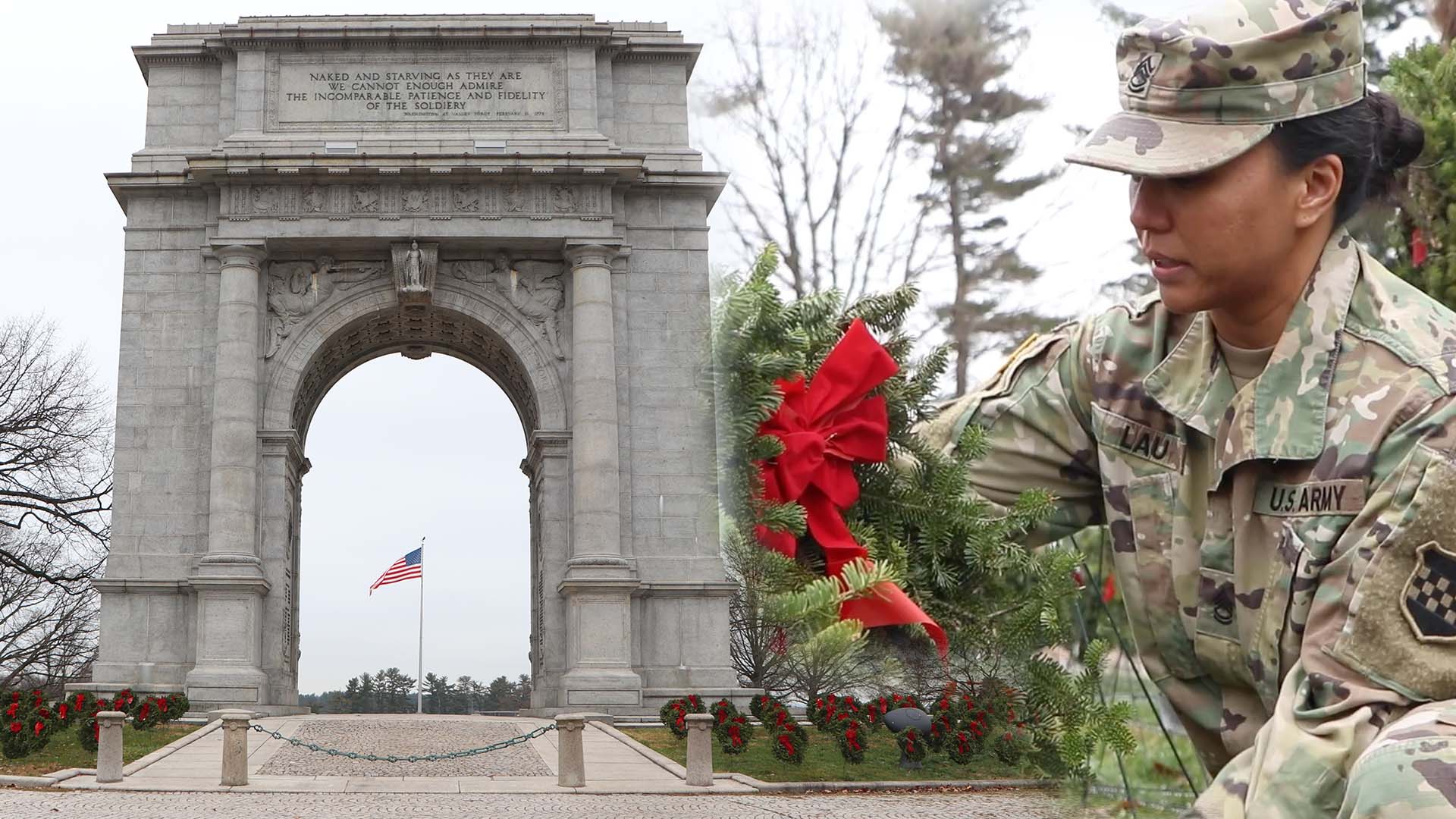 Descendants of Washington's Army at Valley Forge lay wreaths