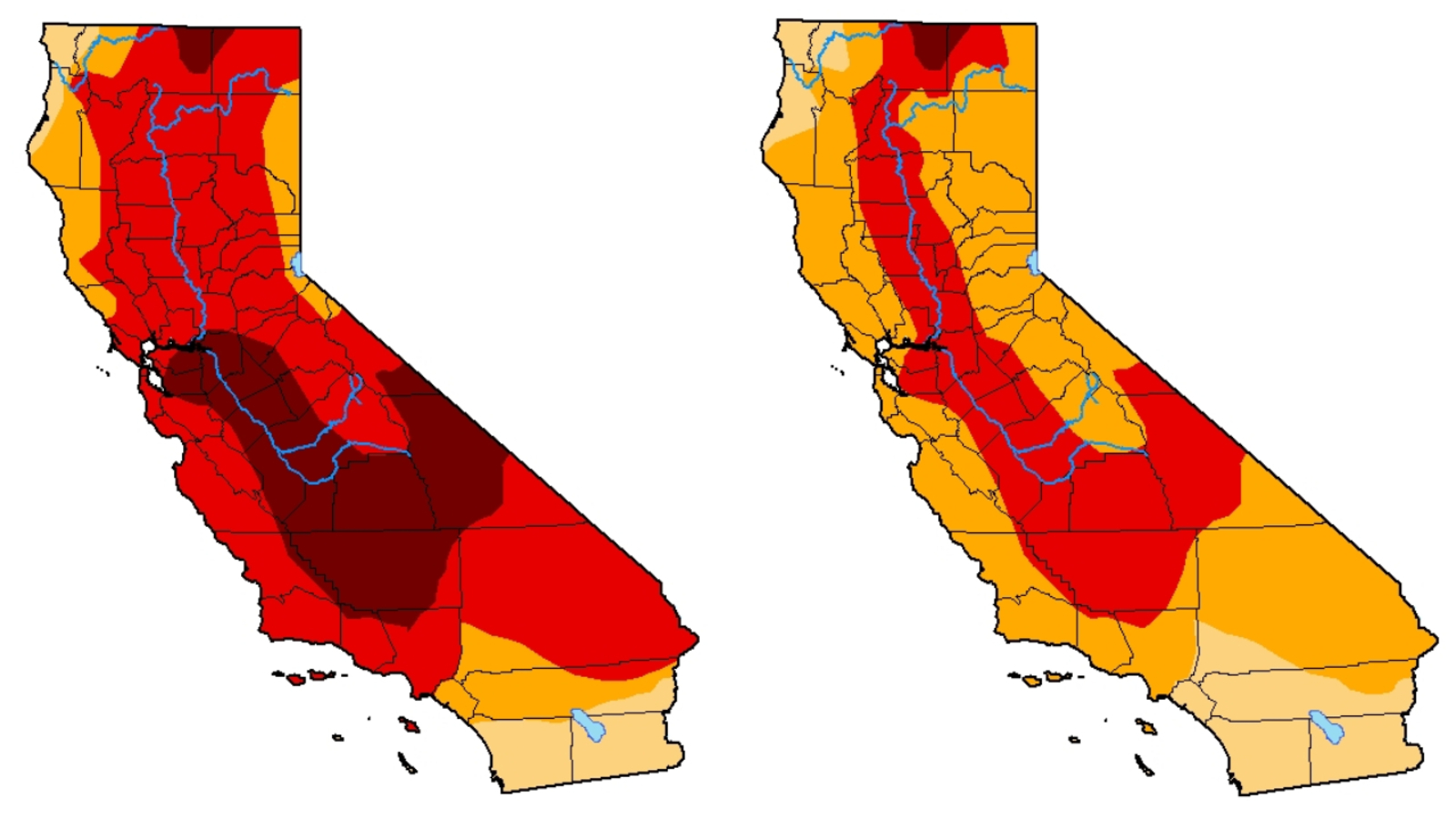 Kekeringan California 2021: Peta Menunjukkan Penurunan Tajam Intensitas di Seluruh Negara Bagian Setelah Hujan dan Badai Salju di Bulan Desember