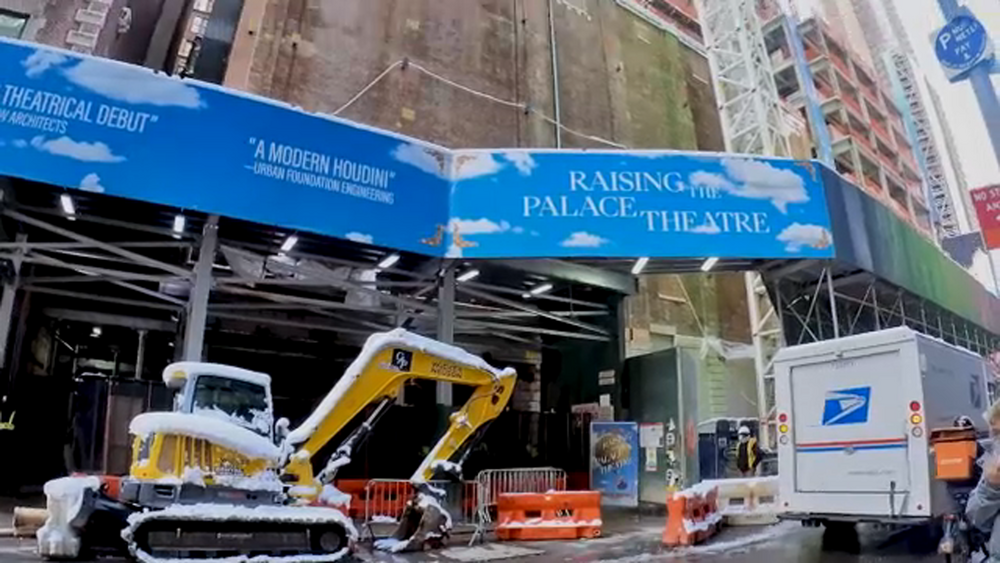 Broadway theater being lifted 30 feet above Times Square
