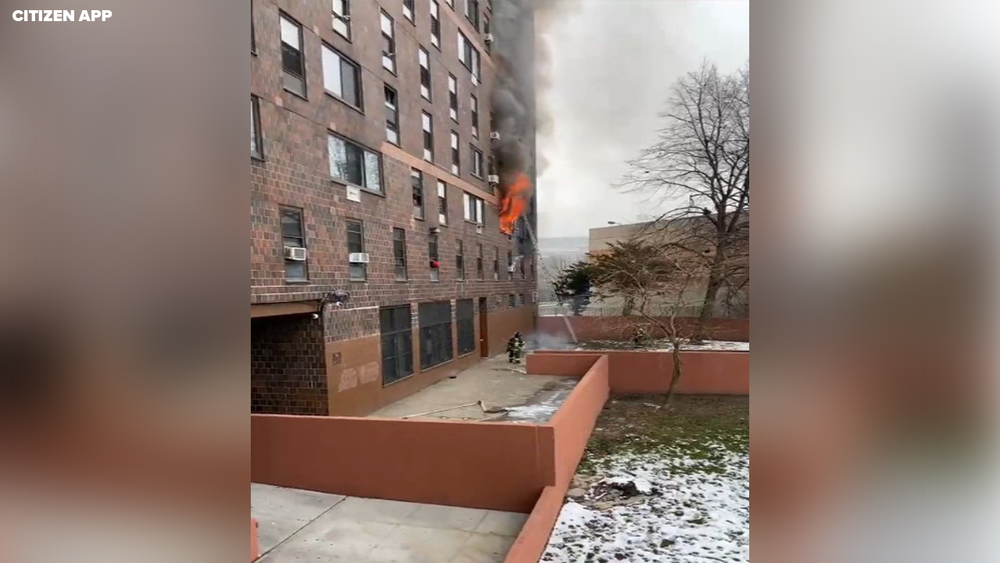 Firefighters battle blaze at Bronx apartment building