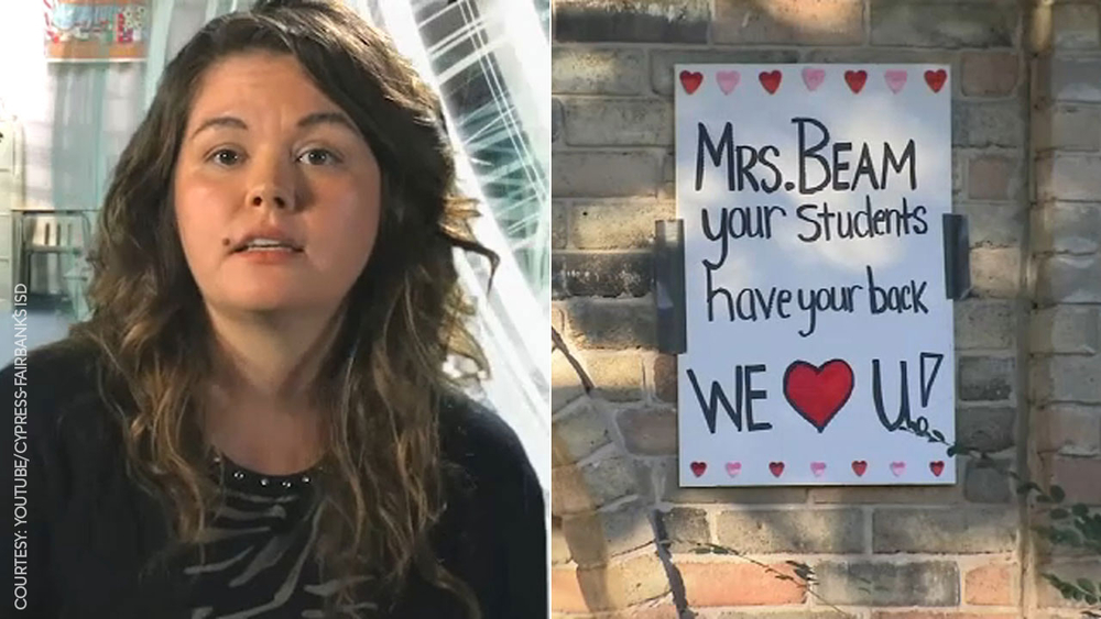 Signs of support left on Cy-Fair ISD teacher's home after arrest
