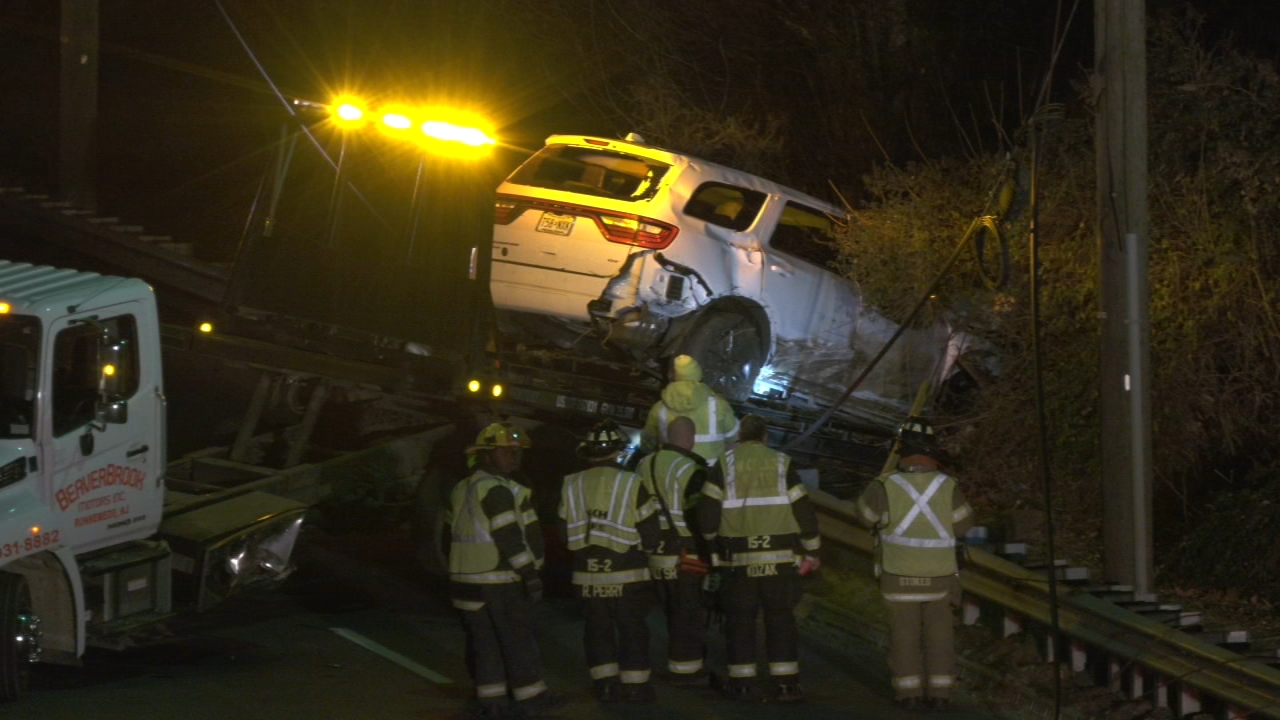 Route 130 Crash: Car flips over guardrail, lands in woods in Haddon ...