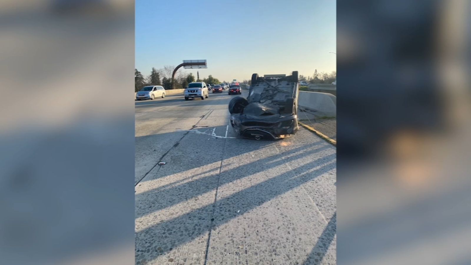 2 hospitalized after car flips in crash on Highway 41 in central Fresno ...