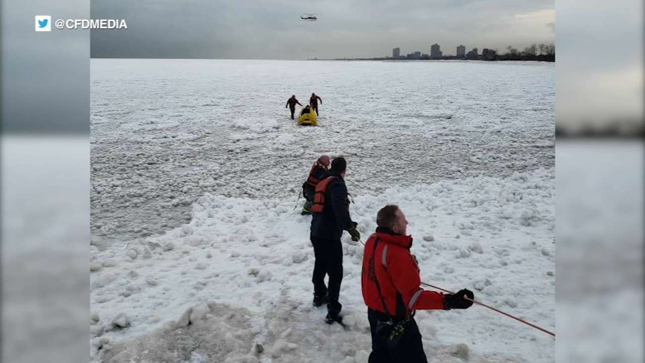 Man rescued after wandering onto Lake Michigan ice