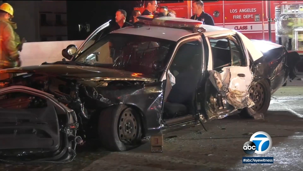 3 LAPD officers hospitalized after 110 Freeway hit-and-run crash
