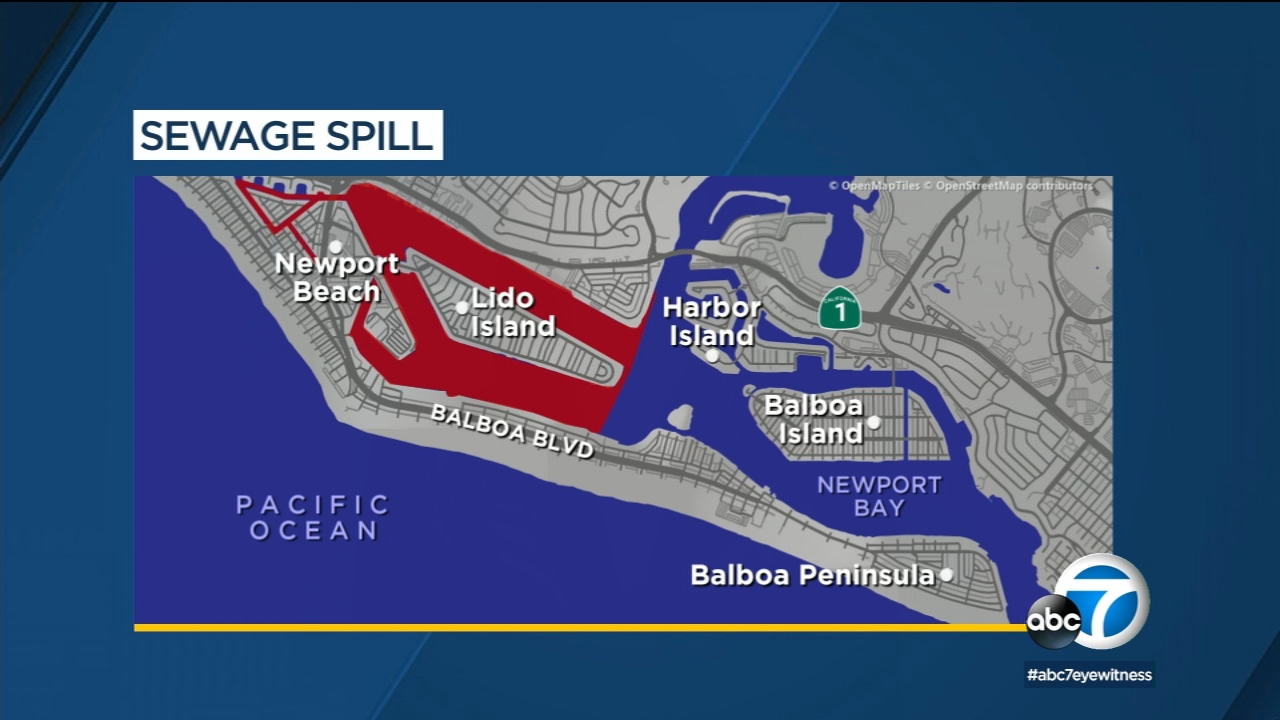 Sewage spill in Newport Beach causes closures in area