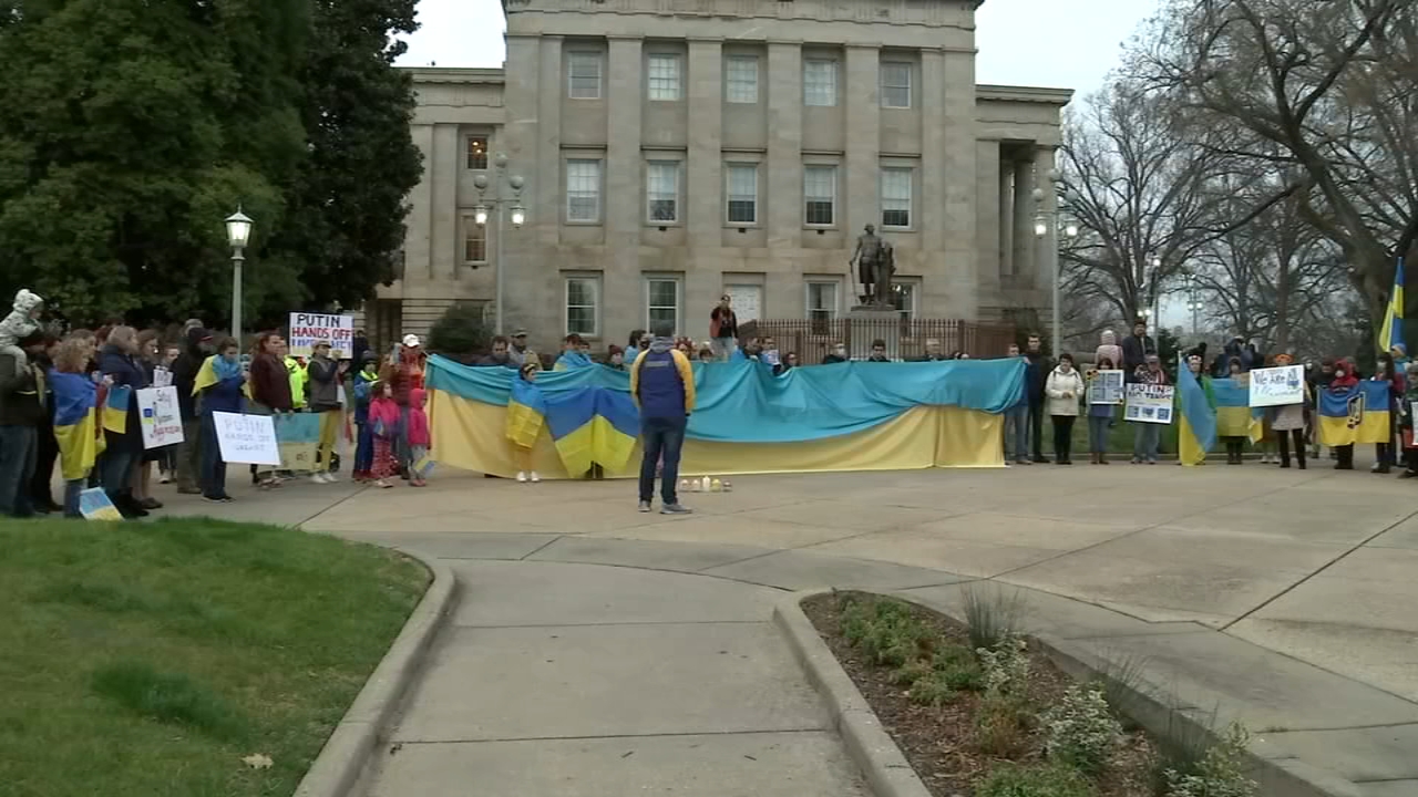 'Devastated': More than 100 rally in Raleigh in support of Ukraine