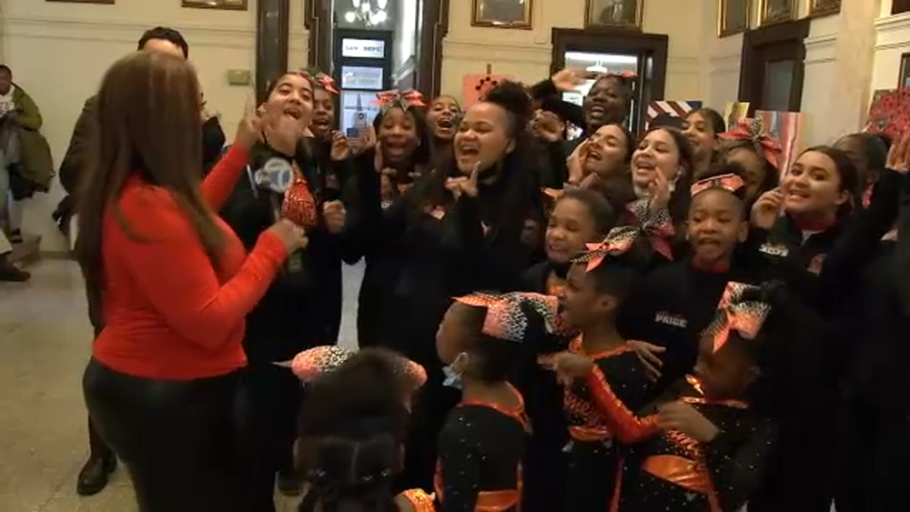 Pep rally in NJ for cheerleading team headed to Disney World