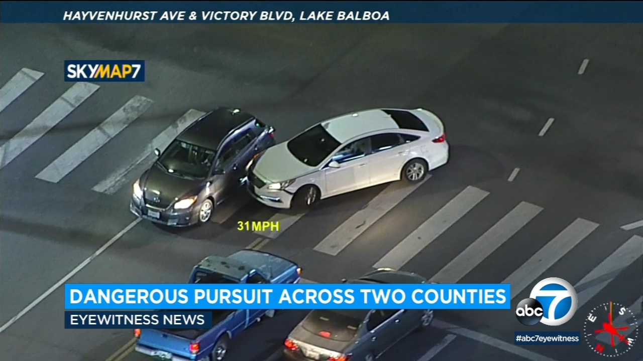 Wild chase through San Fernando Valley ends after suspects ditch car