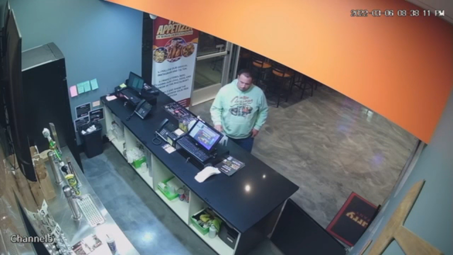 Thief caught on camera stealing tip money from Curry Pizza Company