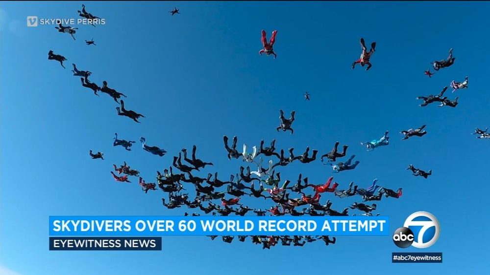 Skydivers to break record for most people skydiving over the age of 60