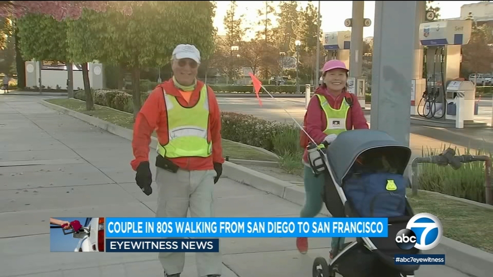 Couple in their 80s walk from SD to SF to combat sky-high gas prices