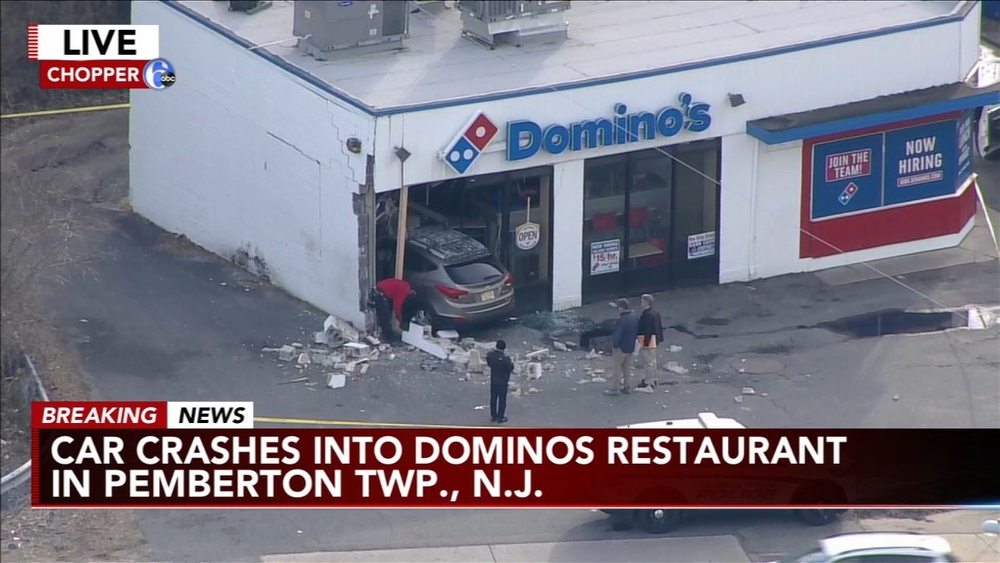 Driver slams into Domino's Pizza restaurant in South Jersey