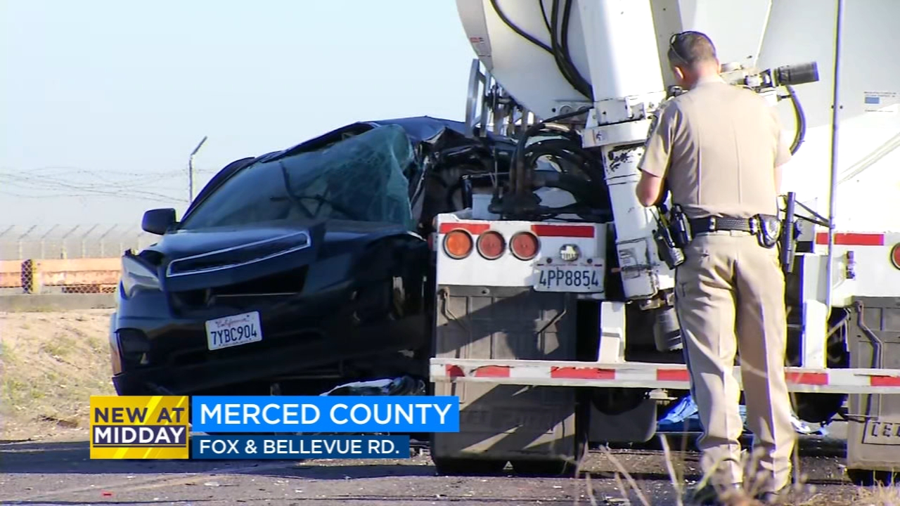 Driver killed, 2 children injured in crash with semi-truck in Merced County
