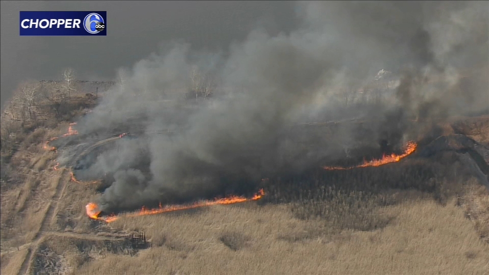 Chopper 6 over brush fire in South Jersey