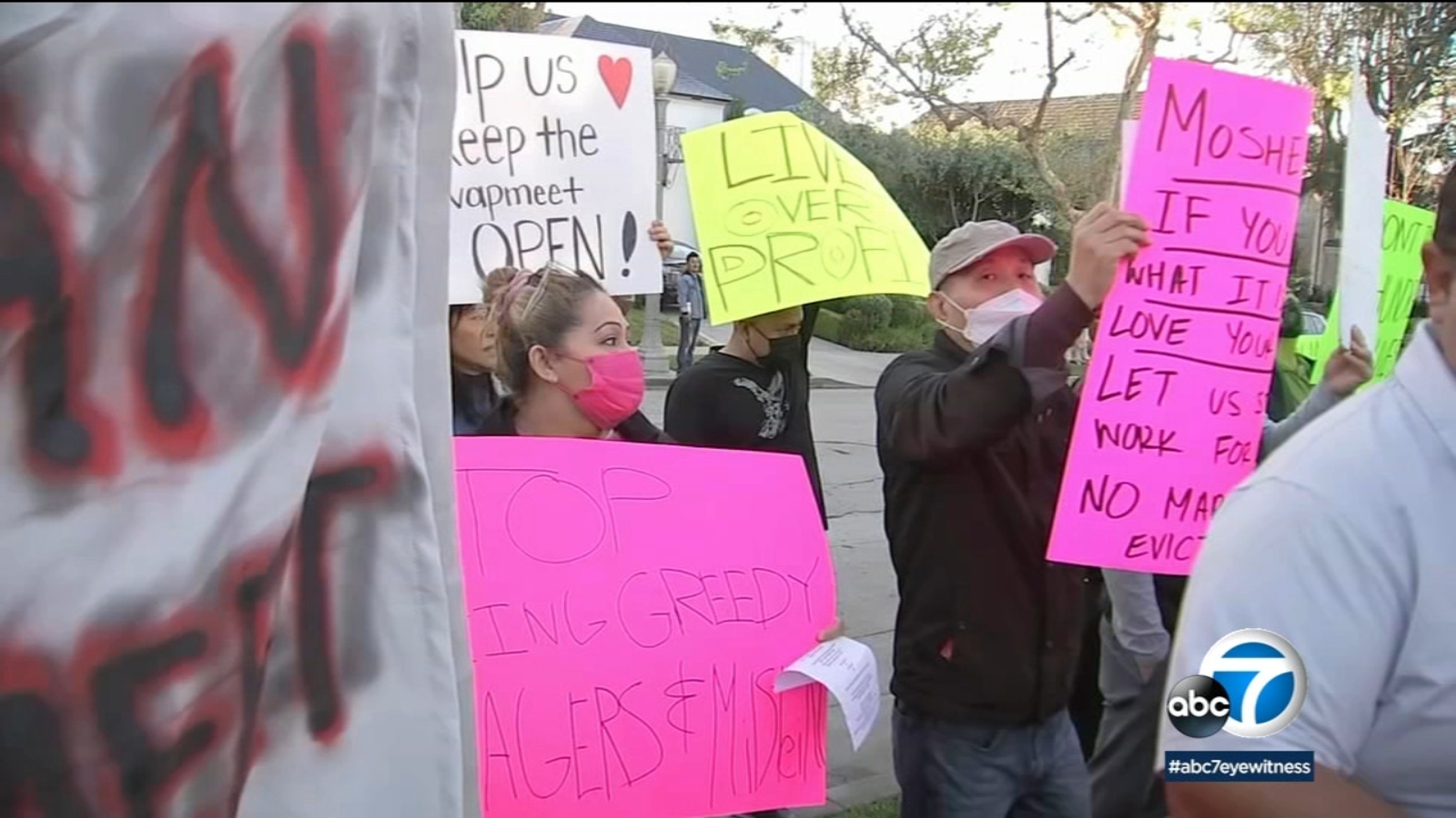 North Hollywood Swap Meet vendors hold protest outside owner's home in