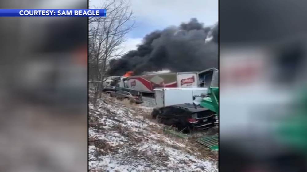 Video shows massive pileup on interstate highway in Pennsylvania