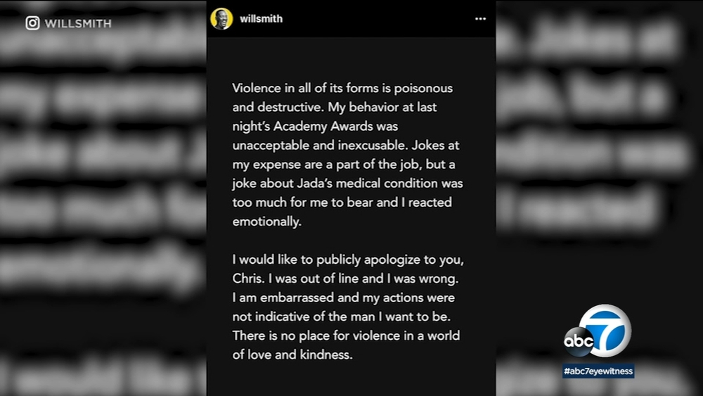 Will Smith apologizes to Chris Rock for slap: 'I was out of line'