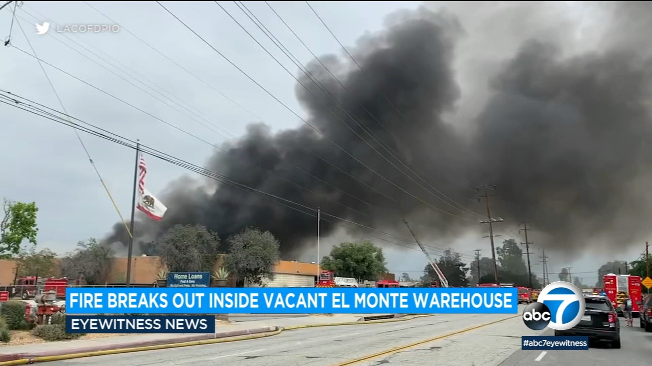 Firefighters respond to 3-alarm blaze at El Monte warehouse