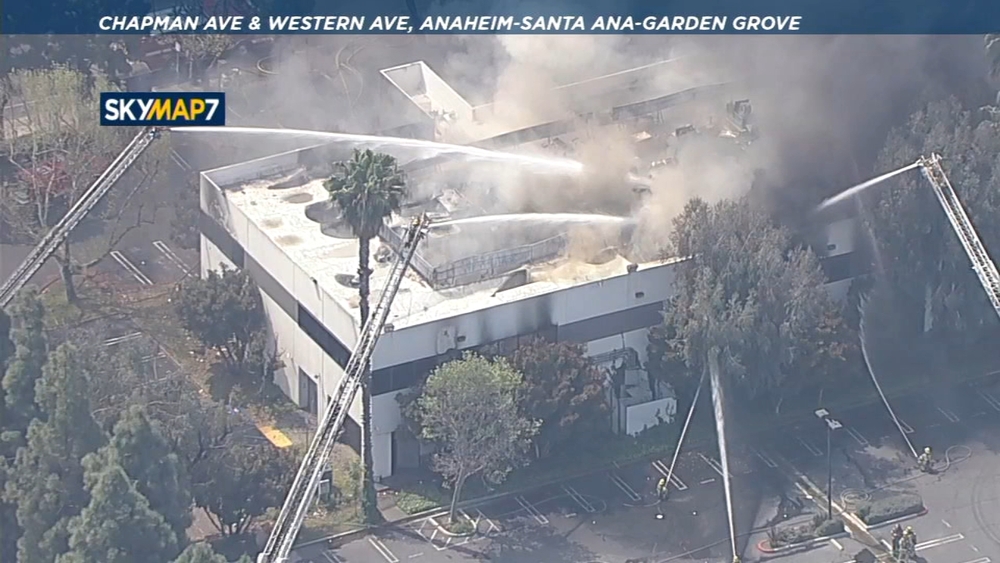  Firefighters battle fire at Garden Grove commercial building