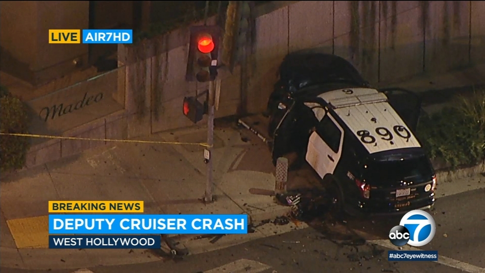 2 deputies hospitalized after crash in West Hollywood