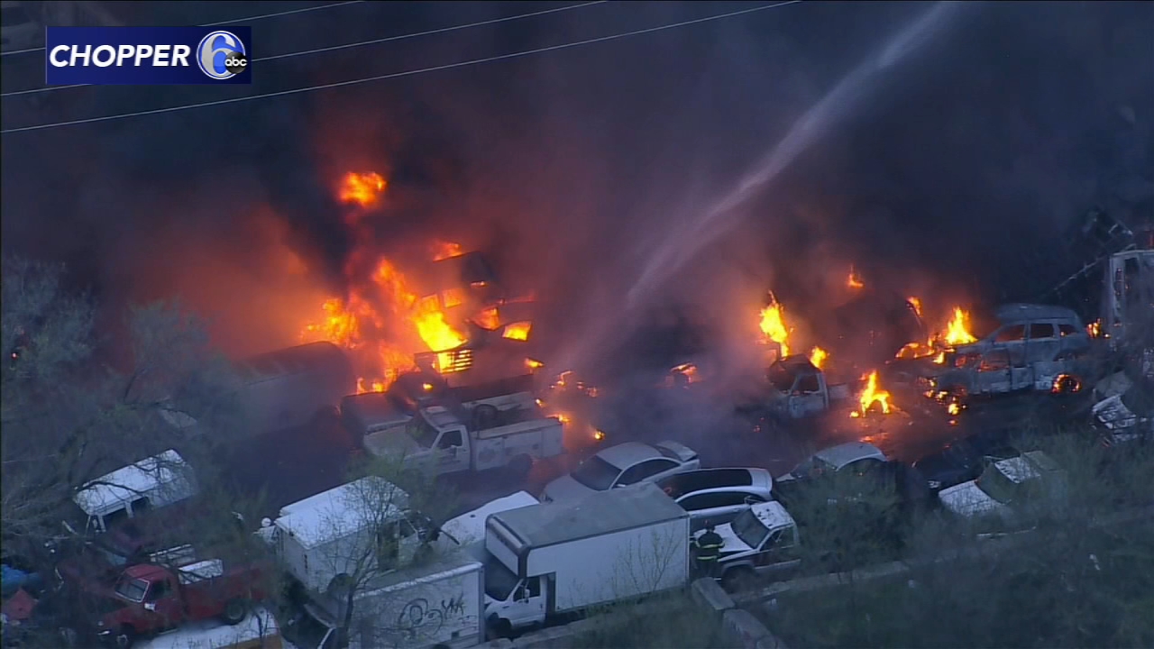 Several vehicles go up in flames at Philly warehouse 