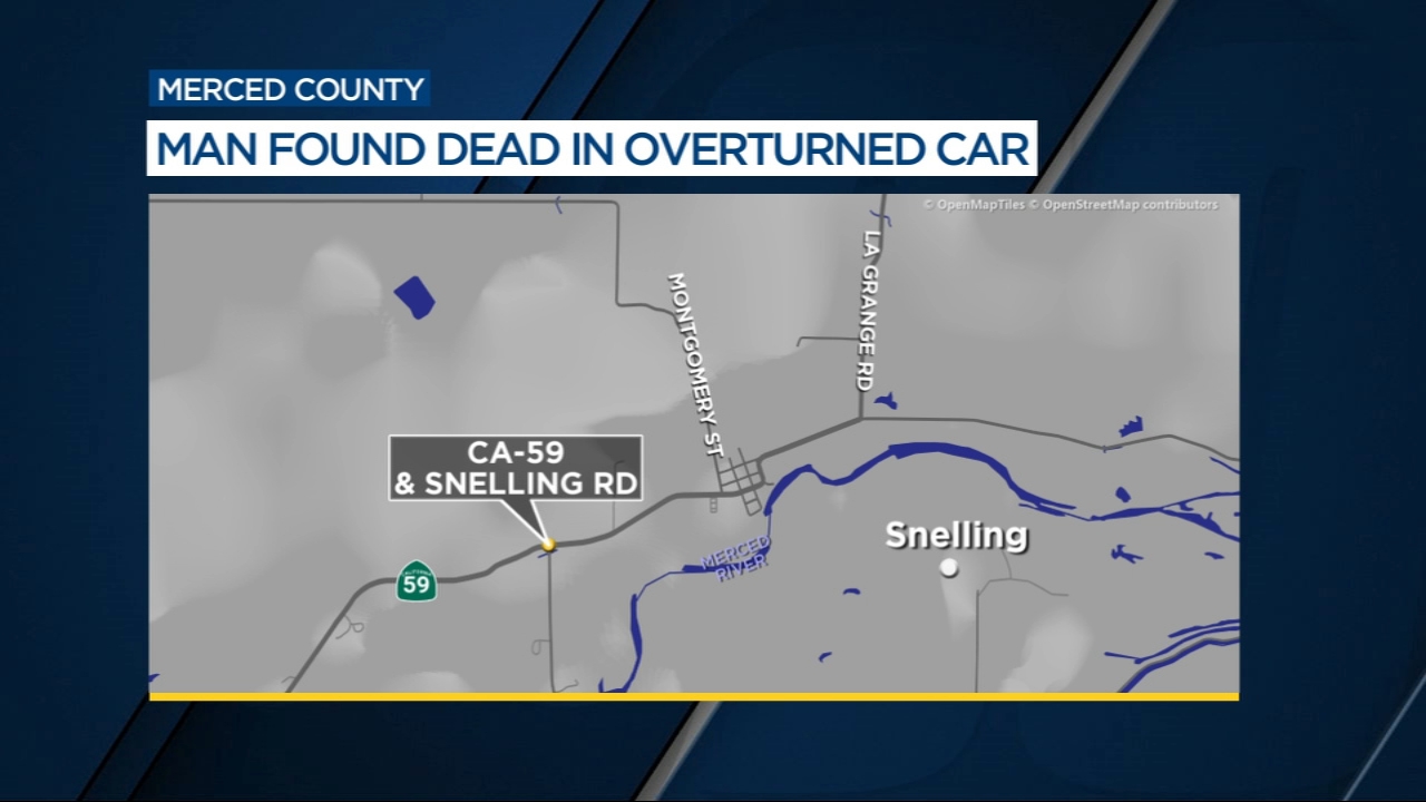 Man found dead in overturned car in Merced County