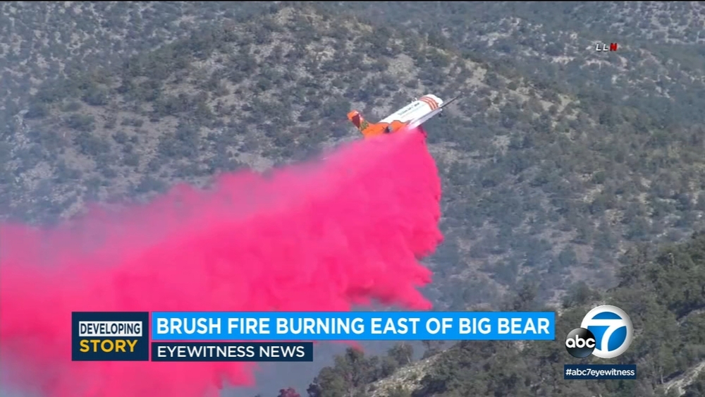 Crews battling brush fire burning near Big Bear