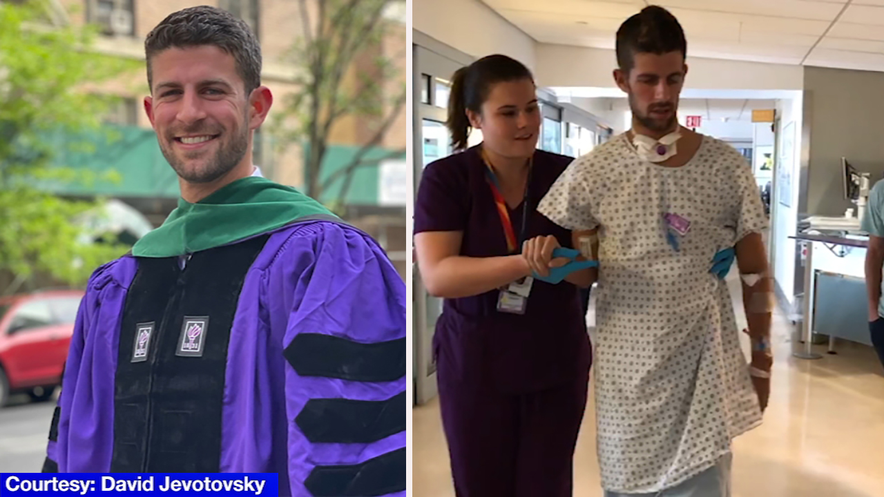 Man walks at NYU graduation after bike crash left him in coma