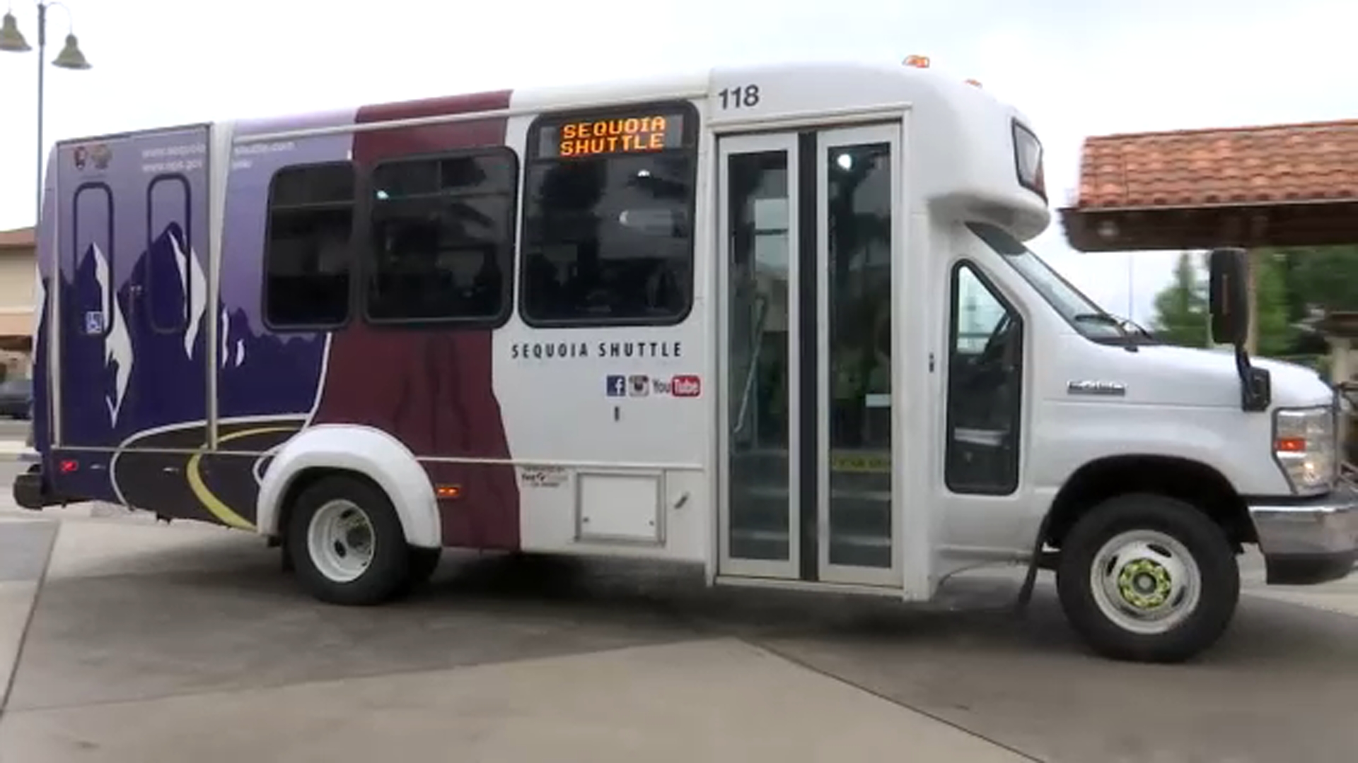 Shuttles taking visitors to Sequoia National Park from Visalia return