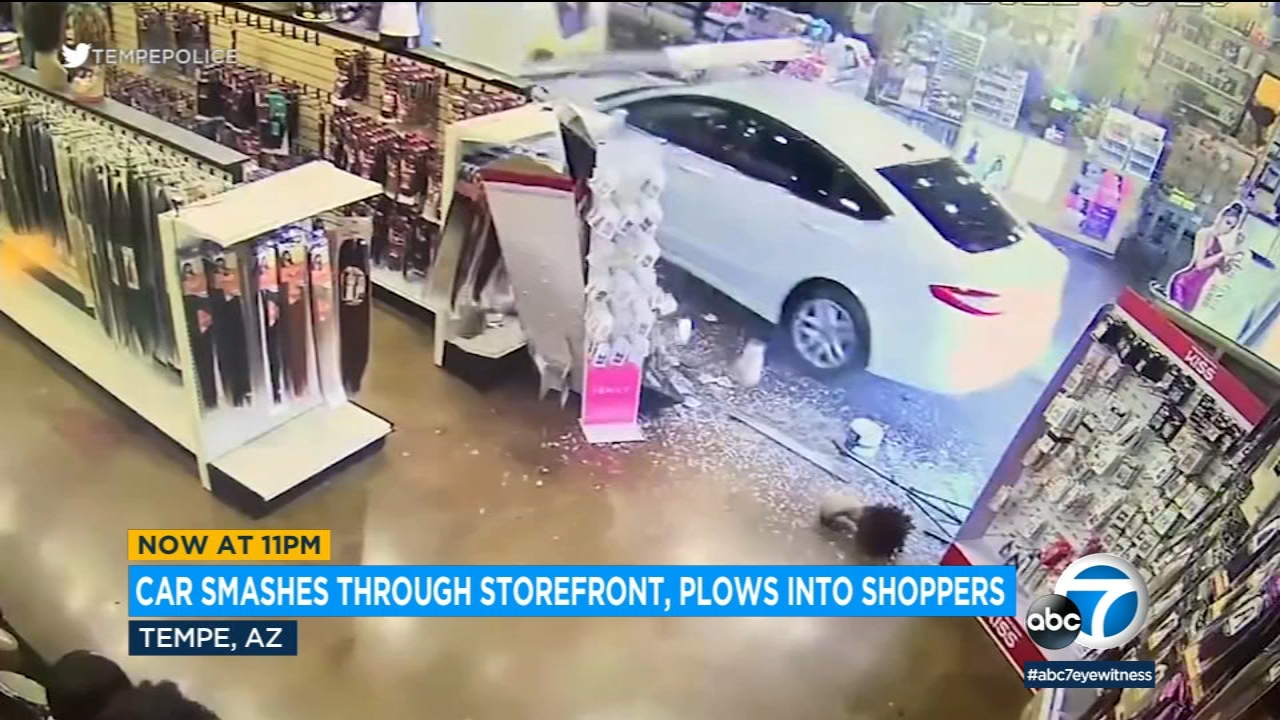 Video shows car plowing into beauty store in AZ and hitting 2 shoppers
